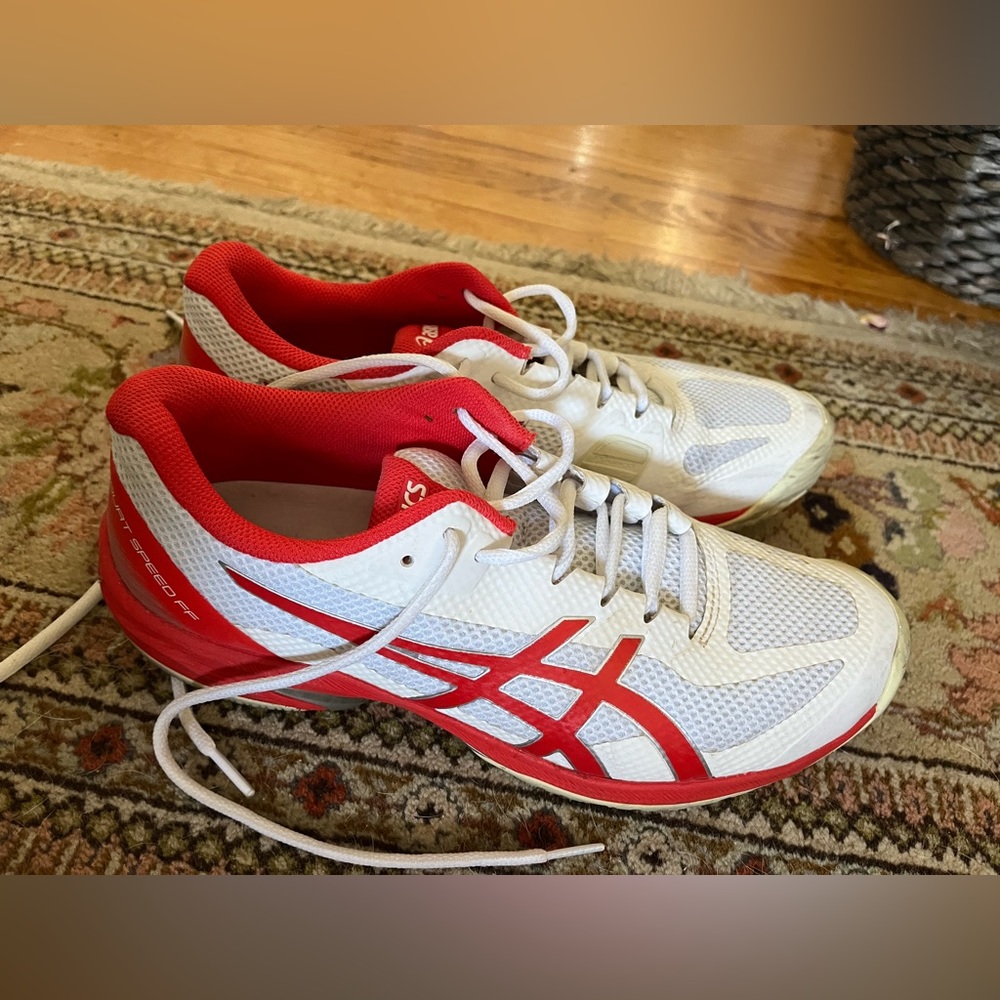 Lightly used ASICS red & white sneakers